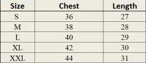 size chart