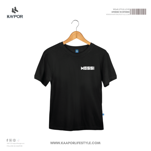 Messi Black T-Shirt, Messi Fan Gear, Lionel Messi black t-shirt by KAAPORKAAPOR Brand