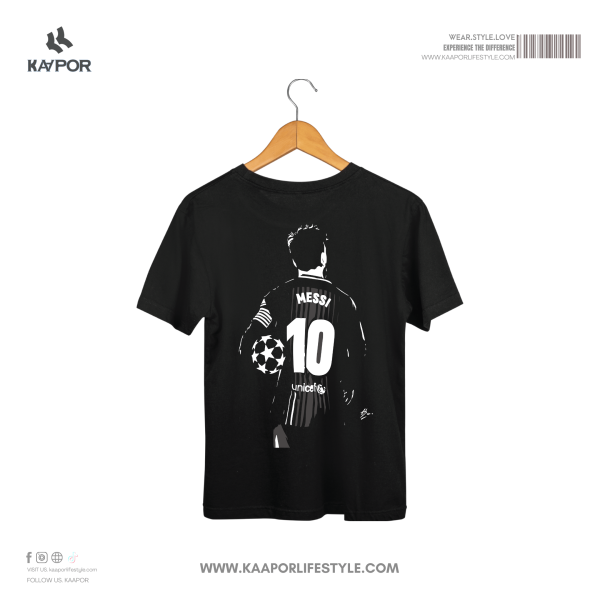 Messi Black T-Shirt, Messi Fan Gear, Lionel Messi black t-shirt by KAAPORKAAPOR Brand